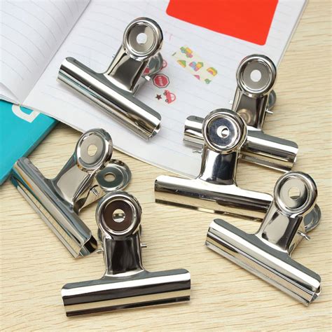 Buy 6pcs 5075mm Round Metal Grip Clips Silver Bulldog Clip Stainless