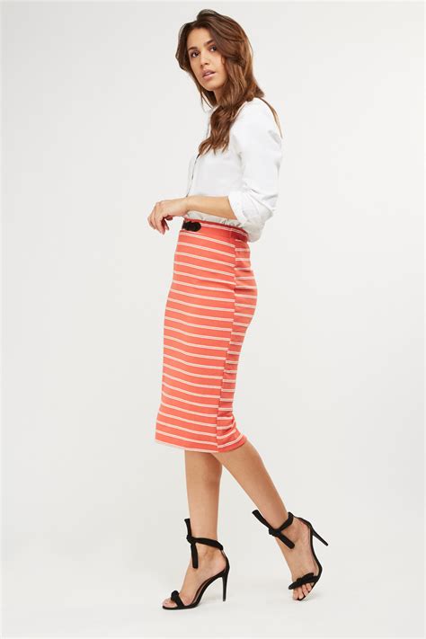 Striped Ribbed Midi Skirt Just £5