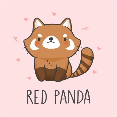 Premium Vector Cute Red Panda Cartoon Hand Drawn Style