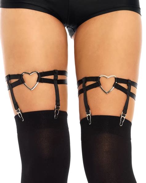 Heart Thigh High Black Garter With Images Black Garter Elastic