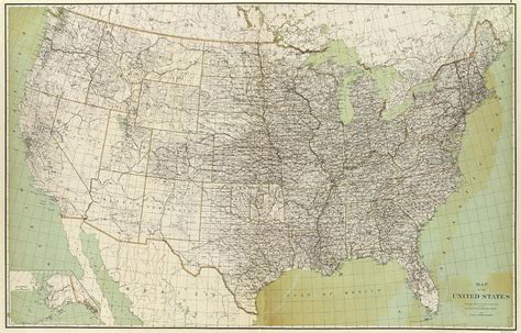 Vintage United States Map 1895 Drawing By Cartographyassociates