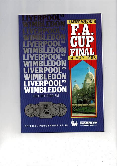 1988 Liverpool V Wimbledon Fa Cup Final Football Programme Bobs