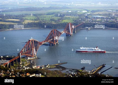 Superfast Ferry Passing The Forth Bridges In Fife Scotland Stock Photo