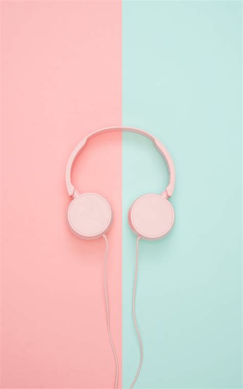 Download Wallpaper 800x1280 Headphones Minimalism Pink Pastel