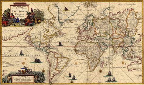 Mapa Mundi Antigo 1728 De Mapas Tela Para Quadro Na Santhatela Em