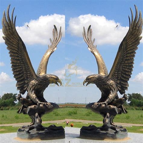 Outdoor Giant Vintage Brass Eagle Garden Statue For Sale