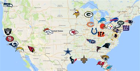 Nfl Map Teams Logos Sport League Maps Maps Of Sports Leagues