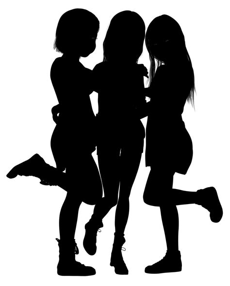 Three Little Girls Silhouette