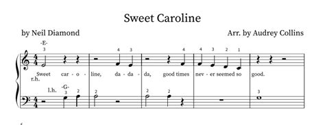 Sweet Caroline Arr Audrey Collins Sheet Music Neil Diamond Easy Piano