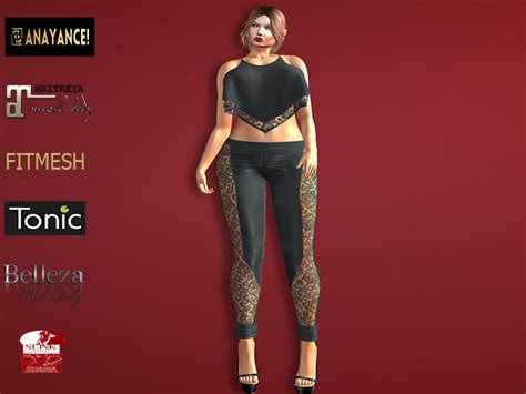 Second Life Marketplace Anayance Leather And Lace Outfit Black
