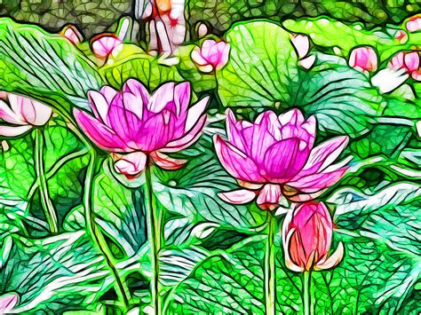 Pink Lotus Flower 3 Painting By Jeelan Clark Fine Art America