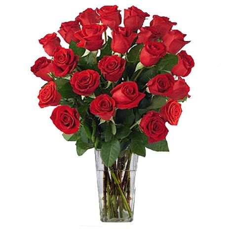 The Ultimate Bouquet Gorgeous Red Roses Bouquet In Clear Vase 24 Stem