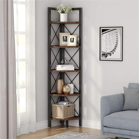 Simple and convenient, this corner bookcase display case is a perfect storage and display solution for your. Tribesigns 5 Tiers Corner Shelf Bookshelf, Industrial ...