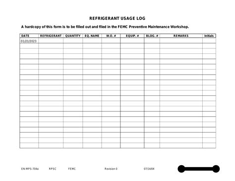 Refrigerant Log Form ≡ Fill Out Printable Pdf Forms Online