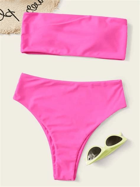 Pink Bandeau Bikini Swimwear Pink Bandeau Bikini Tops For Women Pink Bandeau Bikini Pink