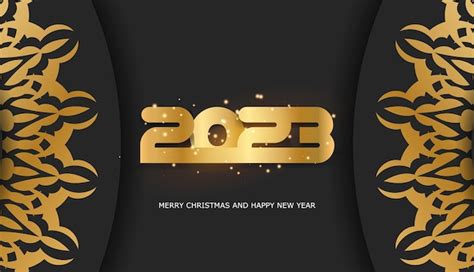 Premium Vector Happy New Year 2023 Greeting Card Black And Gold Color