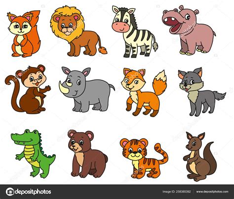 Animales Salvajes Ilustración De Dibujos Animados Vector Gráfico