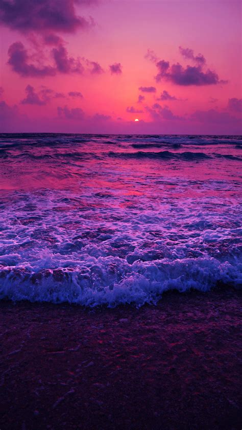 Download Wallpaper 1440x2560 Sea Sunset Horizon Surf Foam Qhd Samsung Galaxy S6 S7 Edge