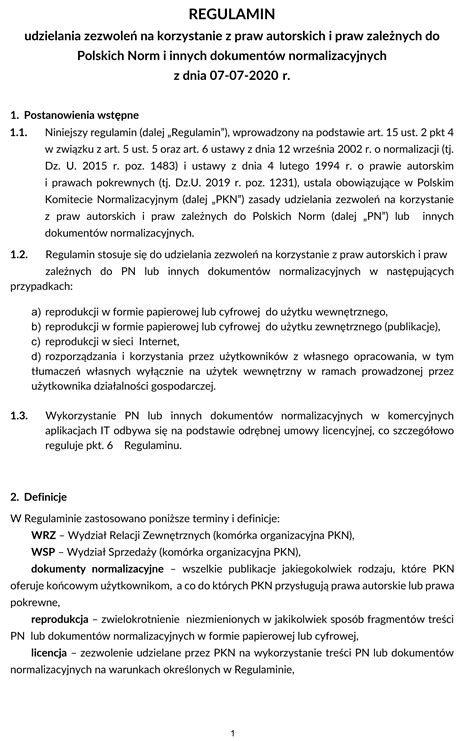 Regulamin przedruków Polski Komitet Normalizacyjny