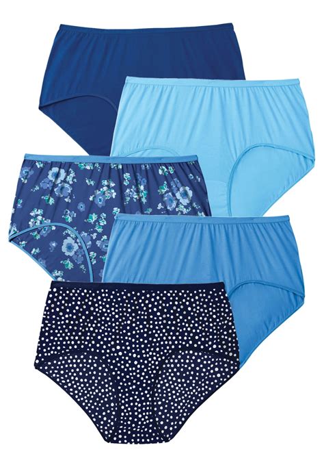 Comfort Choice Womens Plus Size 5 Pack Cotton Boxer Panties Boy Shorts