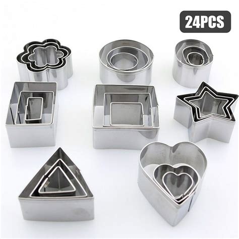 24pcs Cookie Cutter Set With Stainless Steel Box Polygon Shape Biscuit