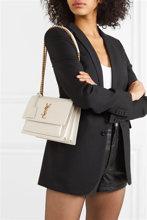 White Sunset Medium Leather Shoulder Bag Saint Laurent In 2020