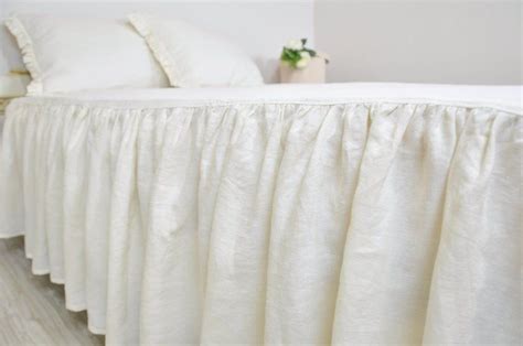 Natural Linen Bedskirt With Ruffles Made Of 100 Linen High Quality