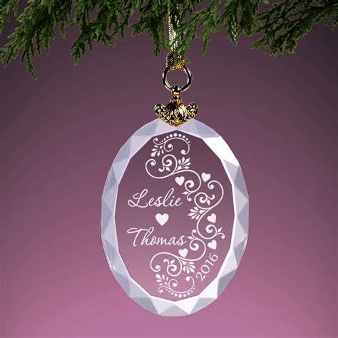 Classic Romance Personalized Crystal Christmas Ornament