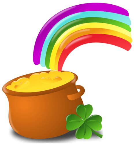 St Patrick Pot Of Gold With Rainbow Png Picture