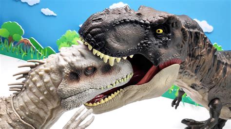 T Rex VS Indominus Rex Dinosaur Battle Video YouTube