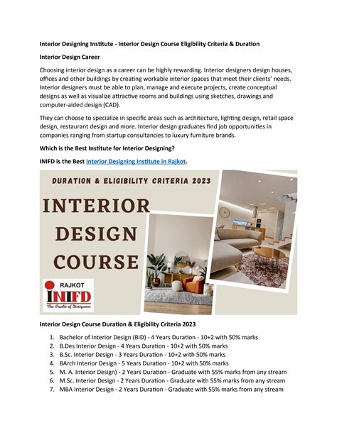 Interior Design Course Eligibility Criteria And Duration By