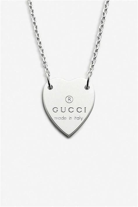 Gucci Trademark Sterling Silver Heart Pendant Necklace Sterling