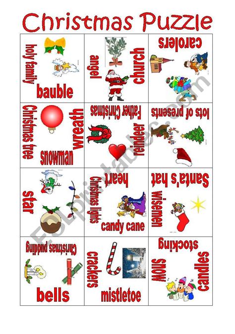 Christmas Puzzle Esl Worksheet By Mulle