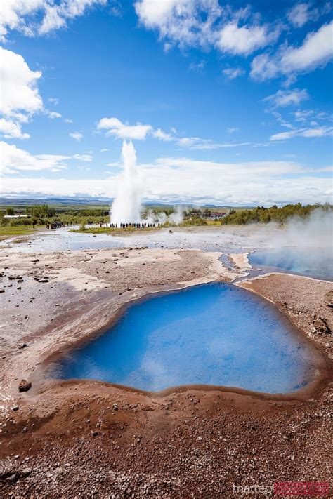 Hot Geothermal Pools And Geyser Geysir Iceland Royalty Free Image