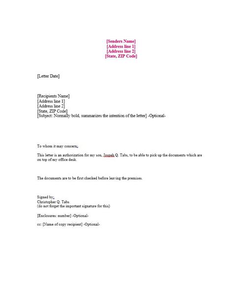 authorization letter samples templates template lab