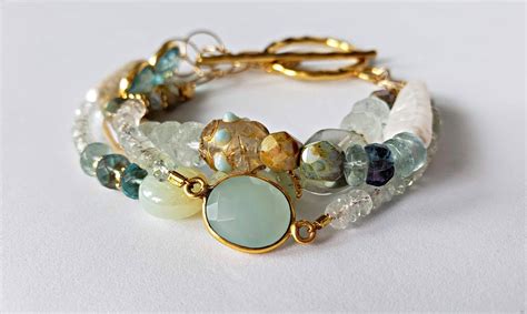 Aquamarine And Gemstone Bracelet Etsy Gemstone Bracelet Gemstones