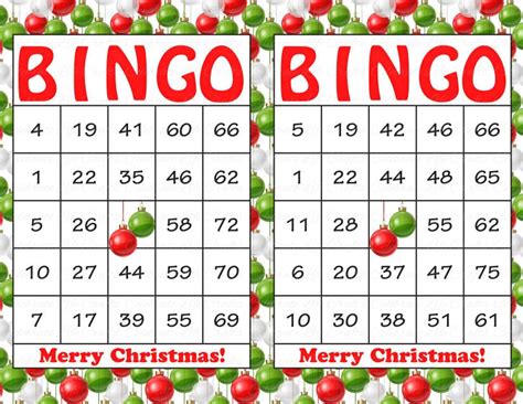 30 Merry Christmas Holiday Bingo Cards Diy