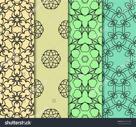 Set Original Geometric Floral Patterns Modern Stock Vector Royalty