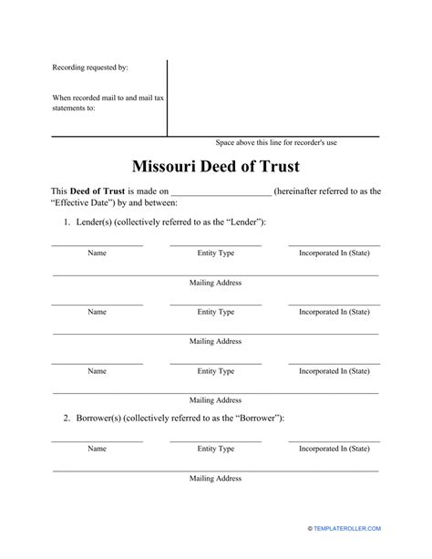 Missouri Deed Of Trust Form Fill Out Sign Online And Download Pdf