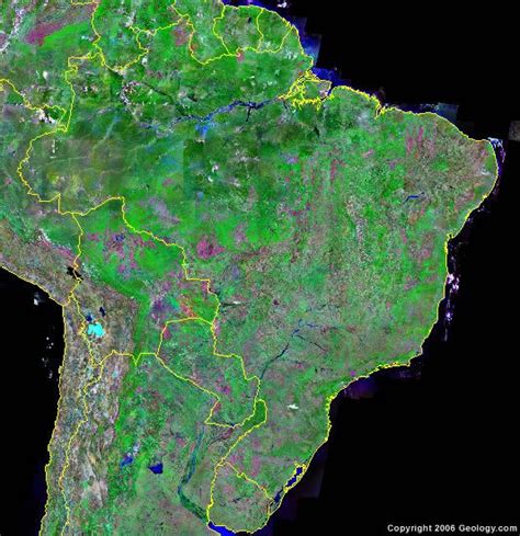 Brazil Map And Satellite Image