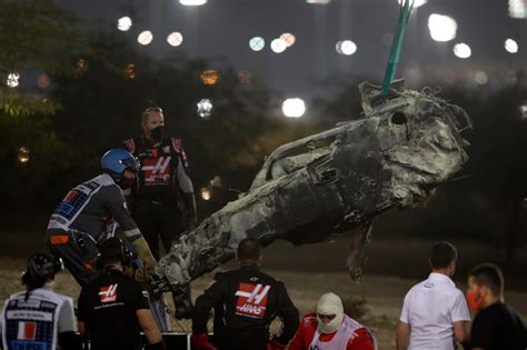 Formula One Romain Grosjean Survives Horrific Crash At Bahrain Gp See