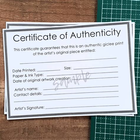 Certificate Of Authenticity For Artwork Modern Authenticity Certificate