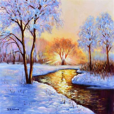 Winter Wonderland Painting In 2022 Original Landscape Painting Oil