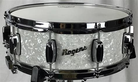 Rogers Dynasonic 14 X 5 Snare Drum White Marine Pearl