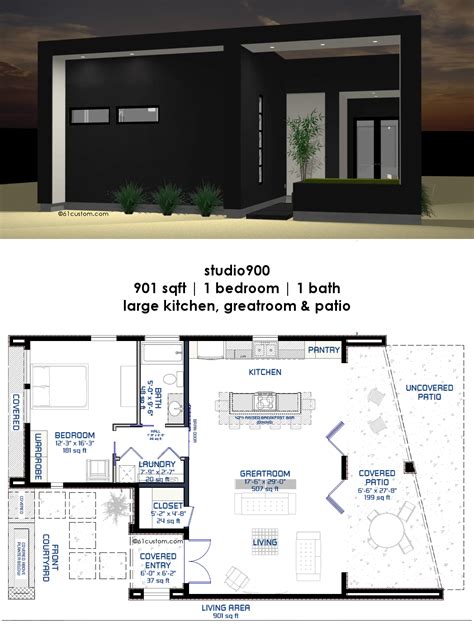 Studio900 Small Modern House Plan With Courtyard 61custom