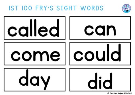 Sight Word Flashcards First 100 Frys Sight Words Learn To Etsy