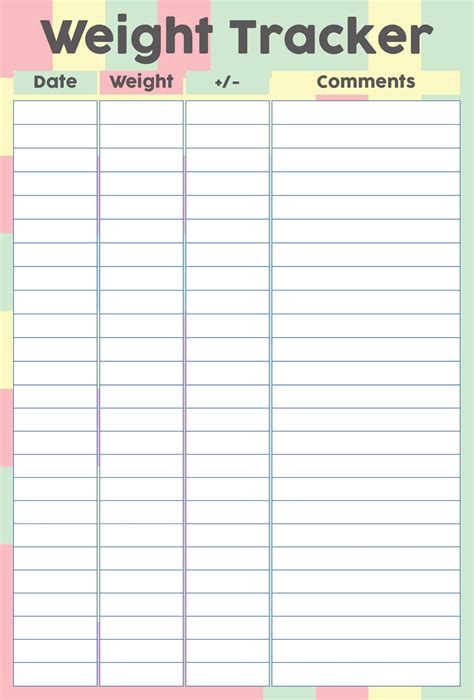 10 Best Weight Loss Logs Charts Printable