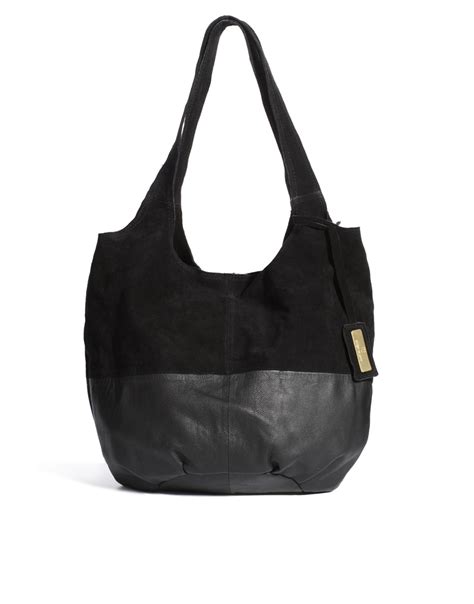 Lyst River Island Leather Suede Simple Slouch Bag In Black