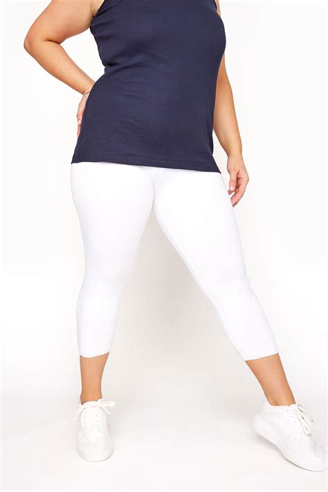 White Cotton Essential Cropped Leggings Yours Clothing