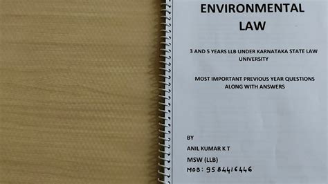 KSLU Environment Law Notes Previous Year Questions Answers For 3 5